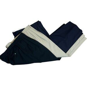 Set of 3 Hand Tailored 100% Wool Pleated Front Pants Size 36 NEW Black Navy Tan